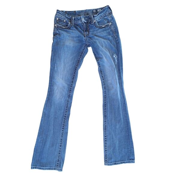 Miss Me Jeans Women's Embellished Bootcut Jewelled Distressed Denim Size 28 x 32 - Picture 3 of 16